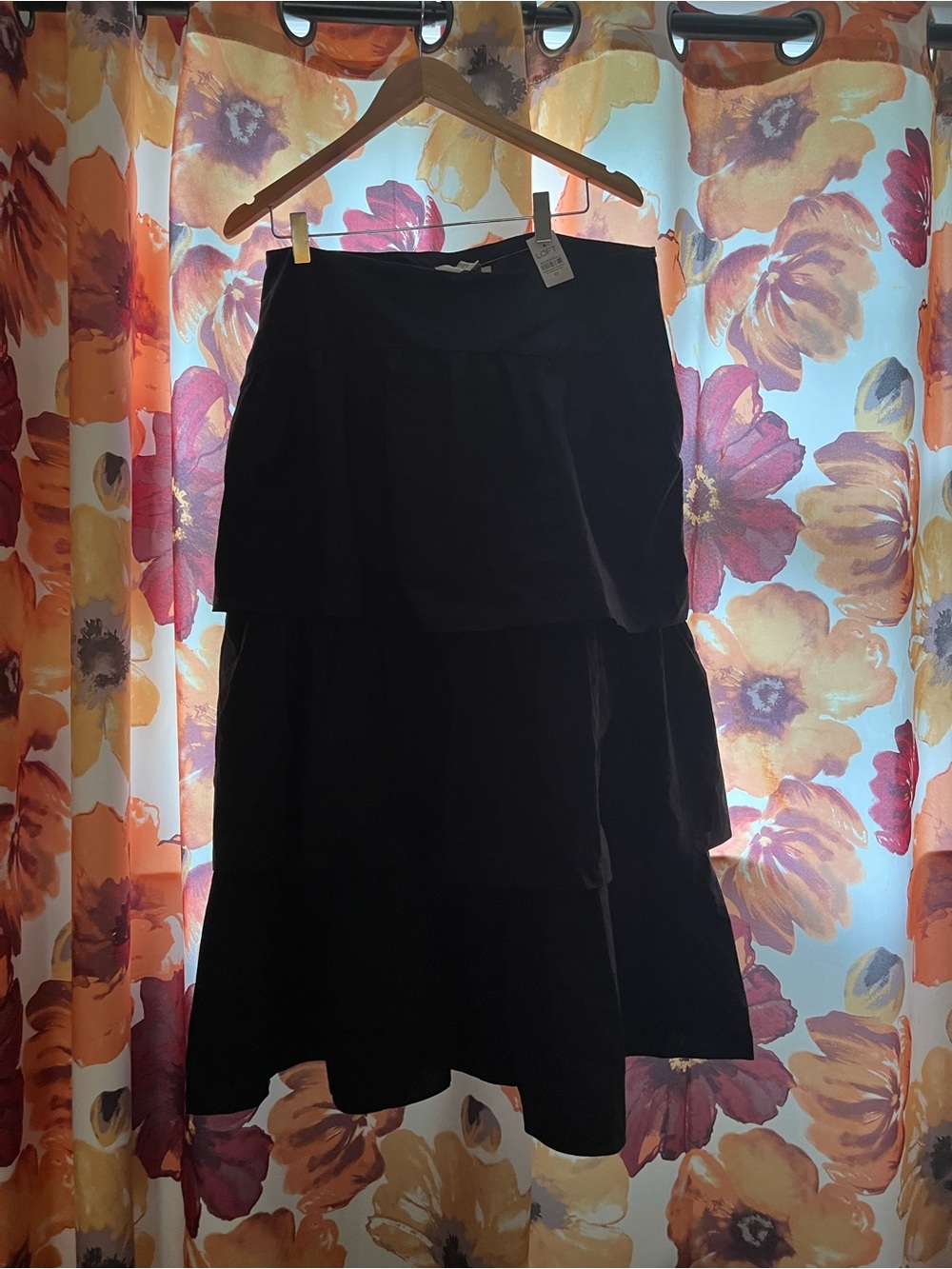 LOFT Black Tiered Maxi Skirt